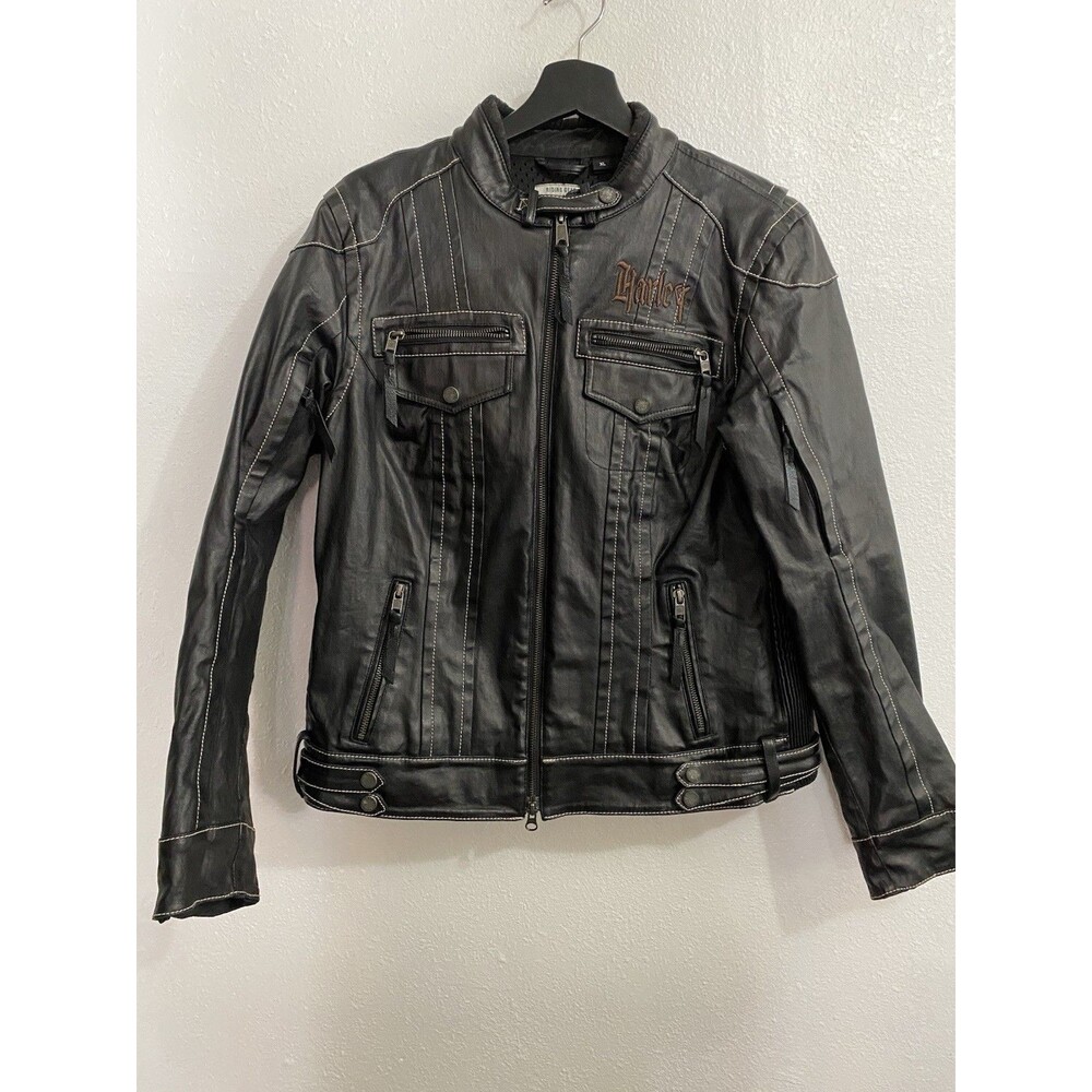 Harley Davidson Women’s Riding Gear Vegan Leather Motorcycle Jacket XL Emb Logo